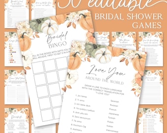 Fall Bridal Shower Games Bundle, Pumpkin Theme (Digital Download)