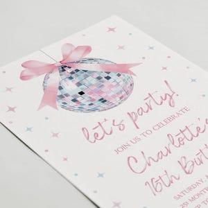 Disco Ball Birthday Invitation ANY AGE Disco Party Disco Birthday Disco Theme Party Dancing Queen Disco Invitation Disco Party Invite db1 image 3