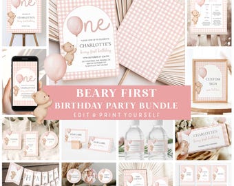 Teddy Bear 1st Birthday Invitation Bundle (Digital Download)