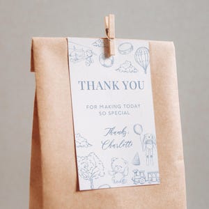 Étiquette de remerciement toile de jouy bleu poudré pour baby shower chinoiseries rose poudré étiquette de sac cadeau chambre d'enfant ballon sticker cadeau toile de jouy bleu ciel TJ1