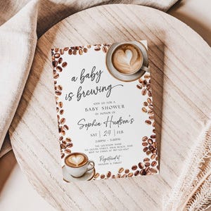 Baby Is Brewing Shower Invitation, Coffee Latte Theme (Editable Canva Template, Instant Download) image 10