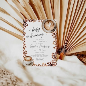 Baby Is Brewing Shower Invitation, Coffee Latte Theme (Editable Canva Template, Instant Download) image 9