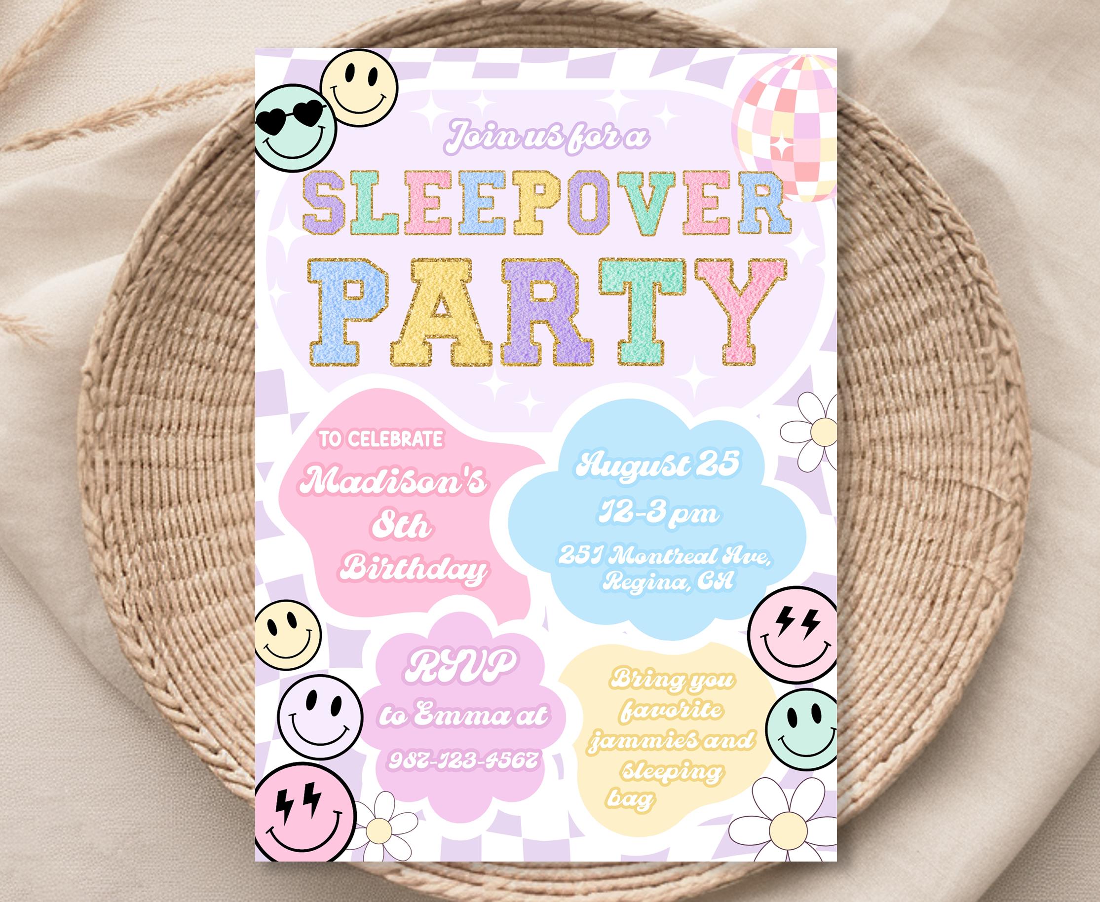 Slumber Party Birthday Invitation Template Sleepover Birthday Invite Pink  Girl Spa Tween Teen Pj Party Invite Pyjamas Party Pajamas Party - Etsy, image size:2229x1829