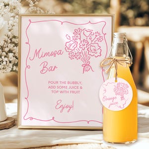 Bridal Shower Mimosa Bar Sign Template Editable Juice Labels Mimosa Juice Tags Fresh Off The Market Bridal Shower Floral Mimosa Sign FO1