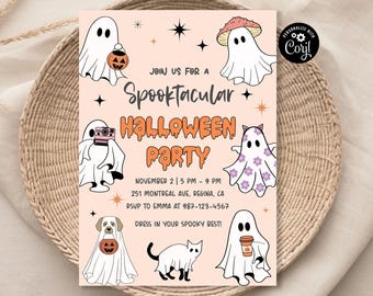Editable Spooktacular Ghost Halloween Party Invitation (Digital Download)