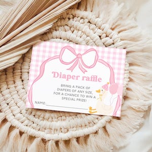 Silly Goose Diaper Raffle Card Silly Goose Baby Shower Goose Diaper Raffle Goose Diaper Request Pink Gingham Diaper Insert Silly Goose Theme