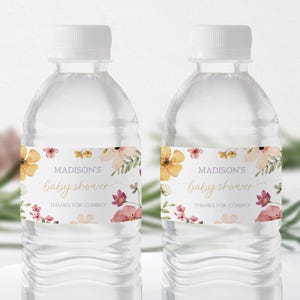 Water Bottle Label Wildflower Baby Shower Labels Wildflower Water Label Sticker Baby in Bloom Water Labels WF4