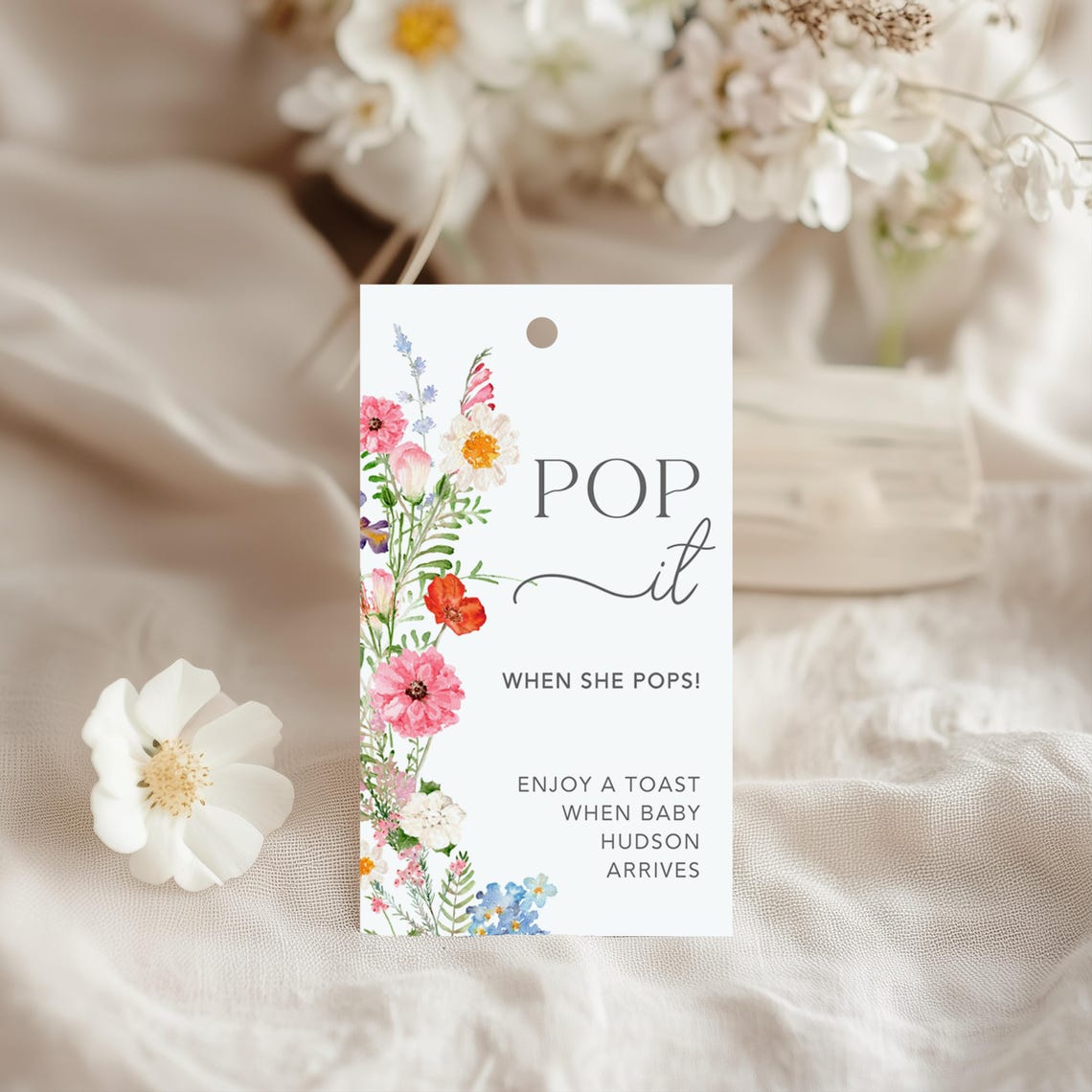 Pop It When She Pops Template Enjoy A Toast Label Wildflower Baby ...