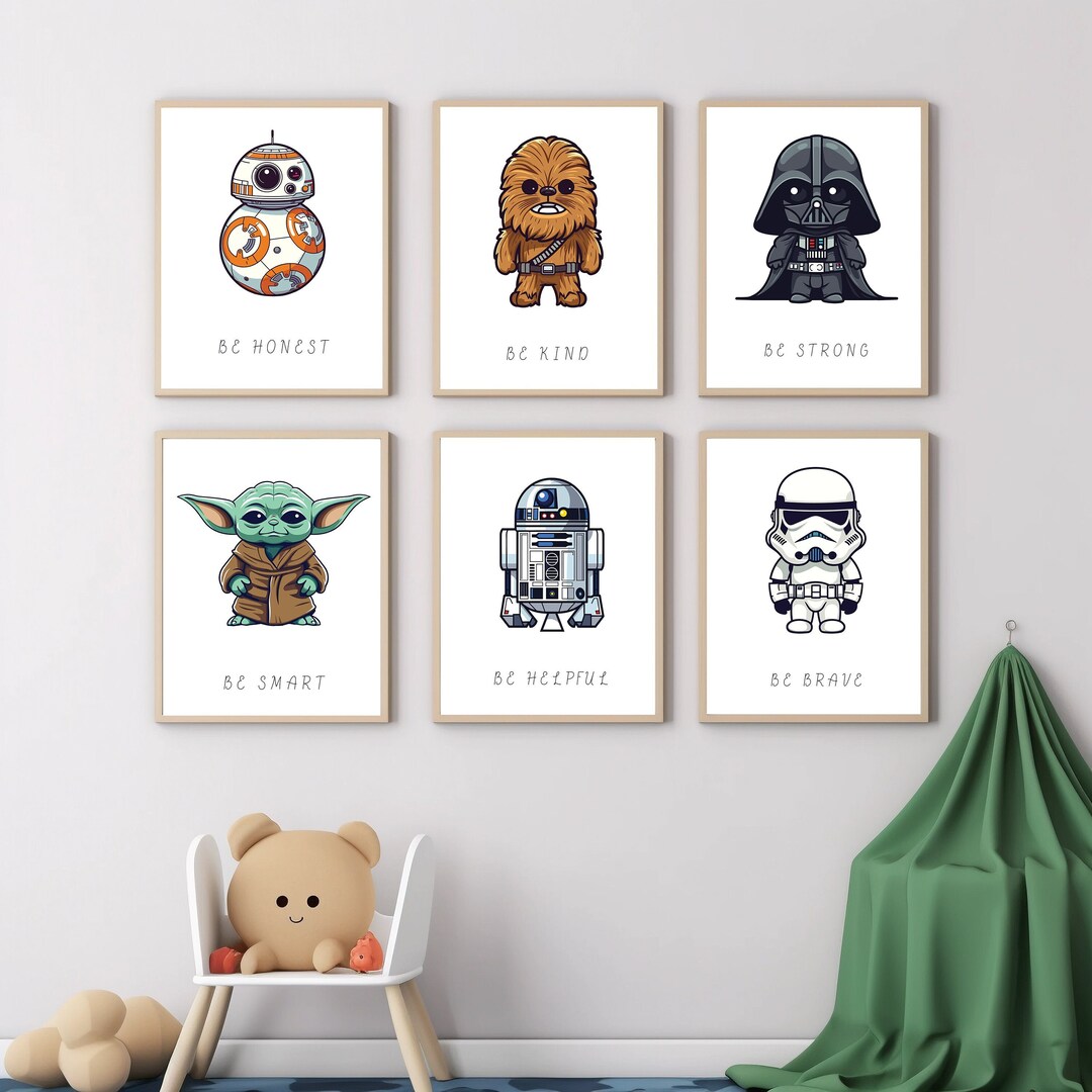 Star War Poster 6 Set, Star War Nursery, Star War Wall Art, Nursery Art