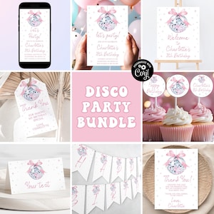 Disco Ball Birthday Bundle ANY AGE Disco Party Disco Birthday Disco Theme Party Set Dancing Queen Disco Bundle Disco Party Bundle db1