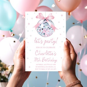 Disco Ball Birthday Invitation ANY AGE Disco Party Disco Birthday Disco Theme Party Dancing Queen Disco Invitation Disco Party Invite db1 image 4