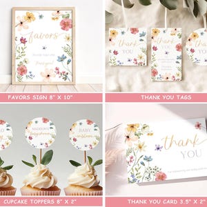 Wildflower Baby Shower Bundle Editable Wild Flower Baby Shower Set Girl Floral Boho Baby Shower Suite Baby In Bloom Bundle Package WF4 image 3