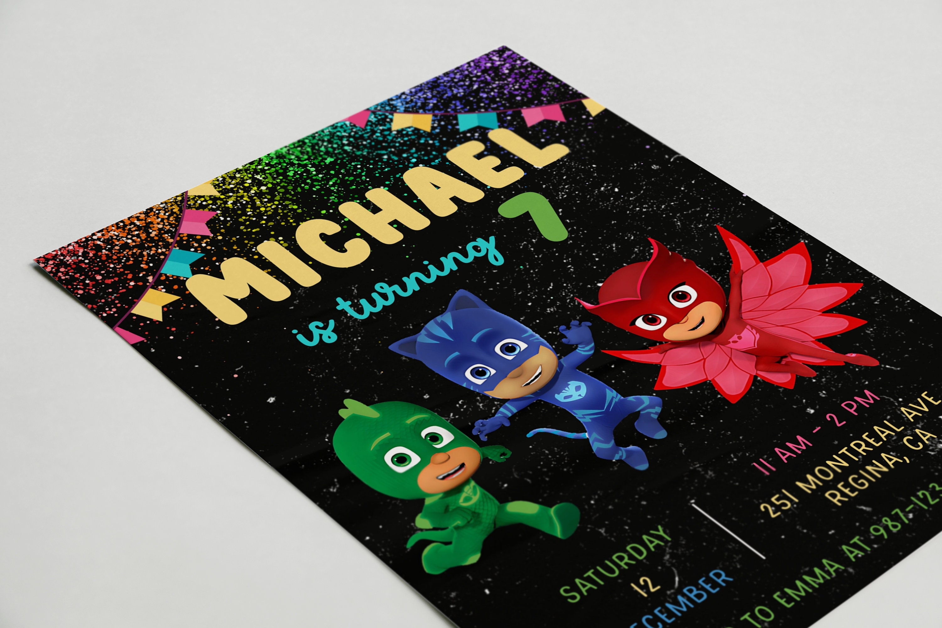 Editable Pj Mask Birthday Invitation Template Printable - Etsy
