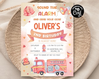 Fire Truck Birthday Invitation Firetruck Invitation Fire Engine Invitation Fire Truck Birthday Party Firetruck Birthday Printable