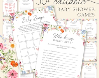 Wildflower Baby Shower Games Bundle (Digital Download)