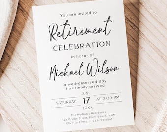 Modern Retirement Party Invitation Template (Digital Download)