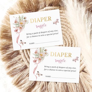 Bloemen strik luier verloting sjabloon meisje babyshower luiers verzoek kaart bloemen lint babyshower bloemen strik baby in bloei wilde bloem FB1