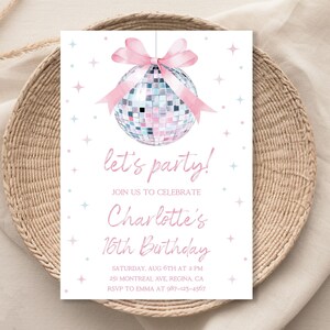 Disco Ball Birthday Invitation ANY AGE Disco Party Disco Birthday Disco Theme Party Dancing Queen Disco Invitation Disco Party Invite db1 image 9