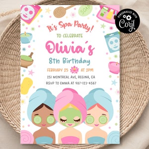 EDITABLE Spa Party Invitation Pamper Party Invite Template Tween Manicure & Pedicures Birthday Beauty Party Invite Spa Birthday Spa Day