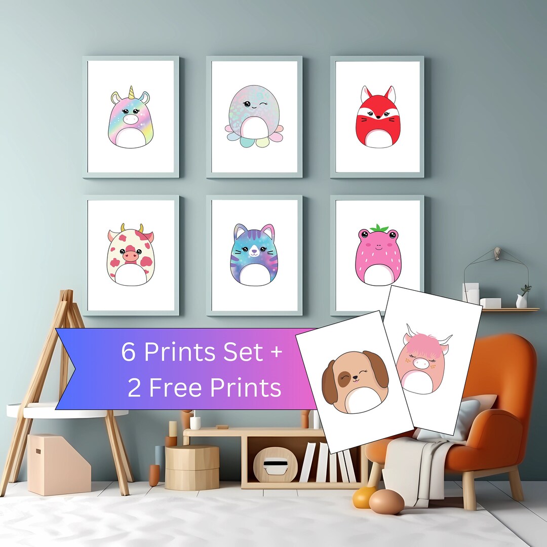 Squishmallows Poster 8 Set Squishmallows Nursery Squishmallows Wall Art ...