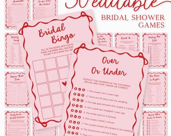 Pink Bridal Shower Games Bundle, Modern Hen Party (PDF)