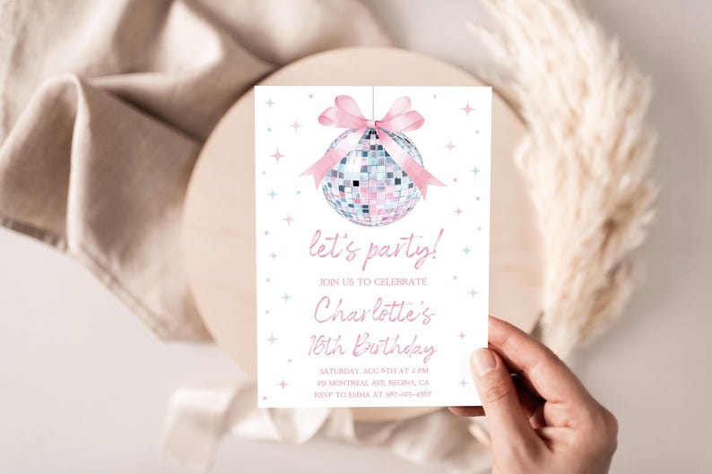 Disco Ball Birthday Invitation ANY AGE Disco Party Disco Birthday Disco Theme Party Dancing Queen Disco Invitation Disco Party Invite db1 image 7