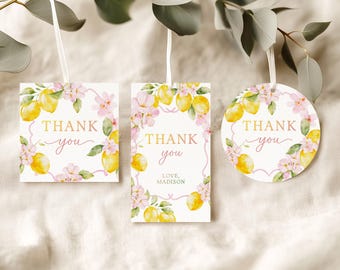 Lemon Favor Tag Amalfi Theme Main Squeeze Bridal Shower Thank You Tag Lemon Favors Main Squeeze Citrus Bridal Floral Gift Tags Amalfi MS1