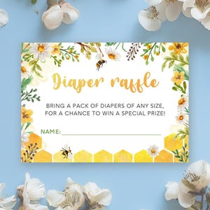Bijen luier loterij kaart Wildflower luier loting insteekkaartje mama tot bij babyshower insteekkaarten bijen luier verzoek kaart babyshower insteekkaarten BE2