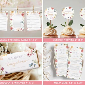 Wildflower Baby Shower Bundle Editable Wild Flower Baby Shower Set Girl Floral Boho Baby Shower Suite Baby In Bloom Bundle Package WF4 image 4