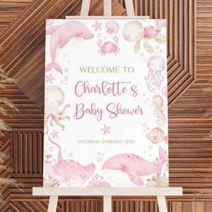 Under the Sea Welcome Sign Template Ocean Animals Baby Shower Welcome Sign Sea Animals Baby Shower Welcome Sign Girl Baby Shower Welcome US9
