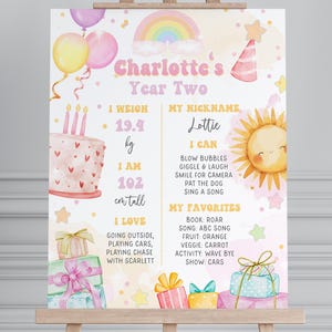 Ready Two Party Milestones Girl 2nd Birthday Milestone Board Primavera Retro 2 anni Poster secondo compleanno Bambino Poster Milestones RT1