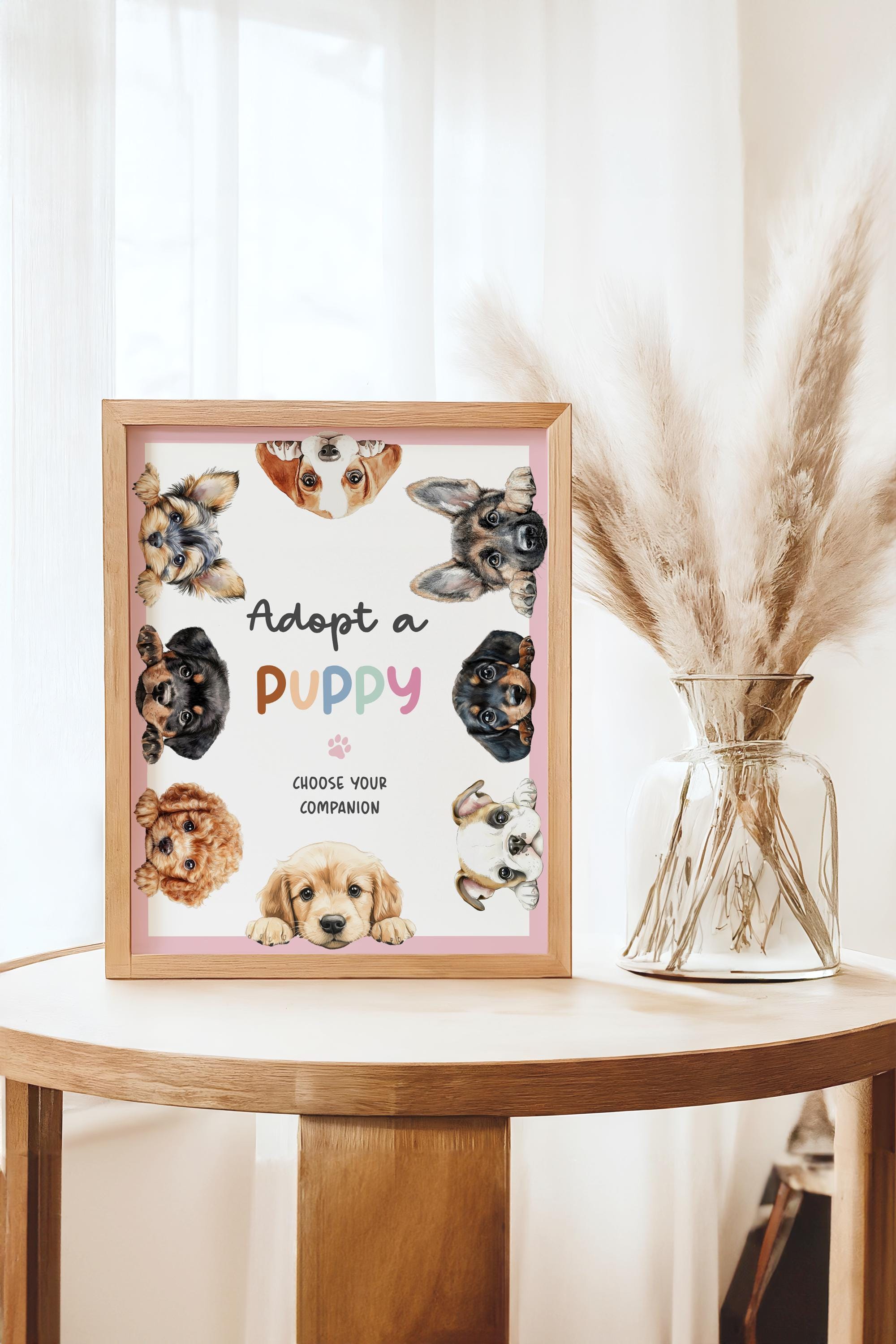 Adopt a Puppy Birthday Sign Puppy Adoption Certificate Template Dogs ...