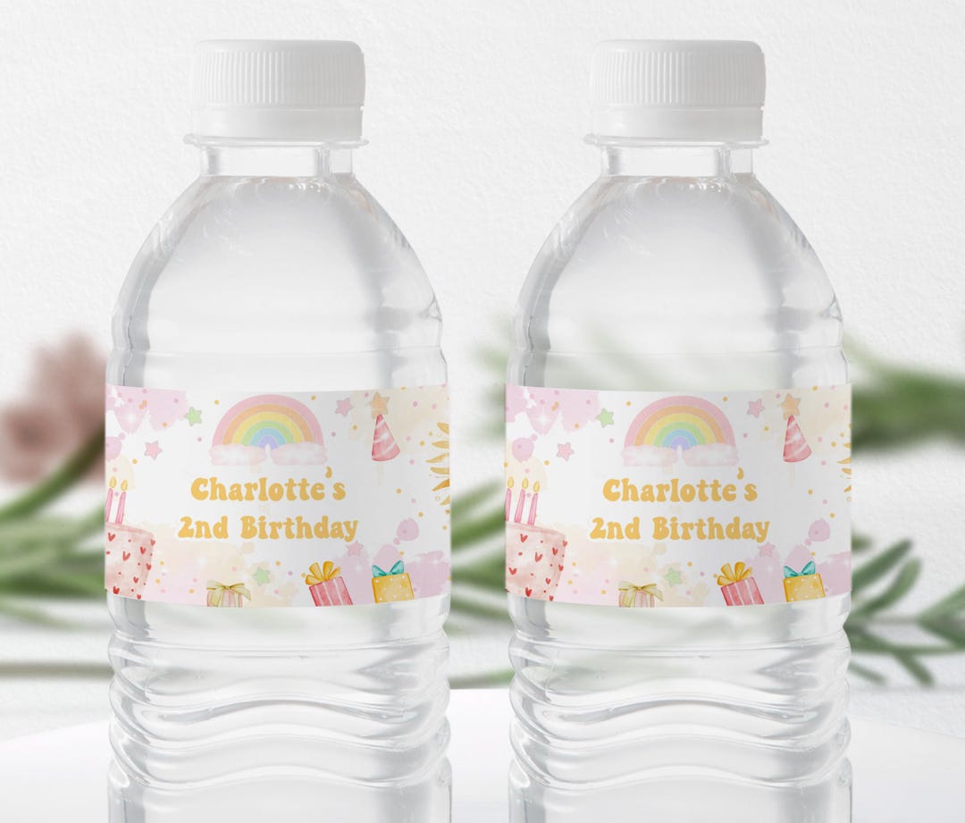 Ready Two Party Water Bottle Label Template Girl 2nd Birthday Printable ...