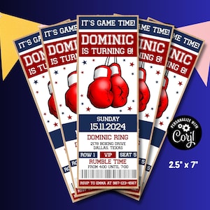 Editable Boxing Ticket Birthday Invitation Surprise Boxing Match Voucher Ready to Rumble Printable Game Instant Download Digital Template