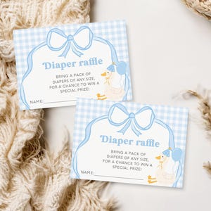 Silly Goose Diaper Raffle Card Silly Goose Baby Shower Goose Diaper Raffle Goose Diaper Request Blue Gingham Diaper Insert Goose Theme SG7