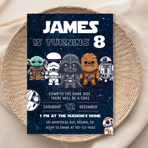 Editable Star War Birthday Invitation Template Printable Birthday Party Invitation Digital Kids Party Invite Template Starwars Bday Card sw1 image 3