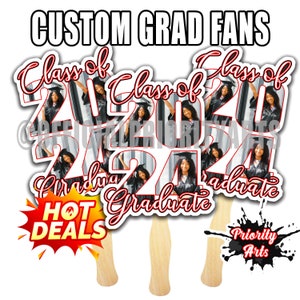 GRADUATION FANS 2024 | Grad Favors, Graduation, Printed Fans-ADD your pics, 11" W Size