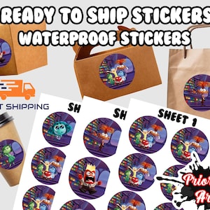 Anxiety Sticker Easy Peel Water Proof Vinyl Sticker Set of 6 Disney Water Bottle Sticker Laptop Sticker Anxiety Inside Out Sticker