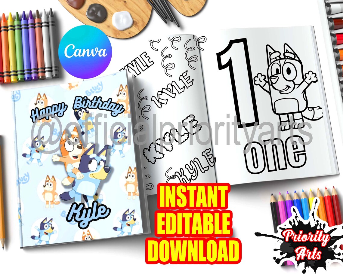 Bluey Editable Coloring Book, Bluey Editable Files, Bluey Coloring Book ...