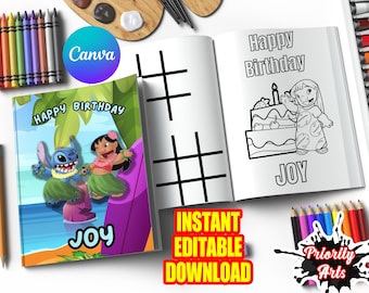 Lilo and Stitch editable Coloring Book, Lilo and Stitch editable files,  coloring book, canva editable files, custom coloring book