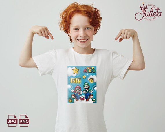 Diseño 3D inflado, dibujos animados, Mario 3D Puff PNG y JPG Descarga digital archivo de sublimacion imprimir en camisetas