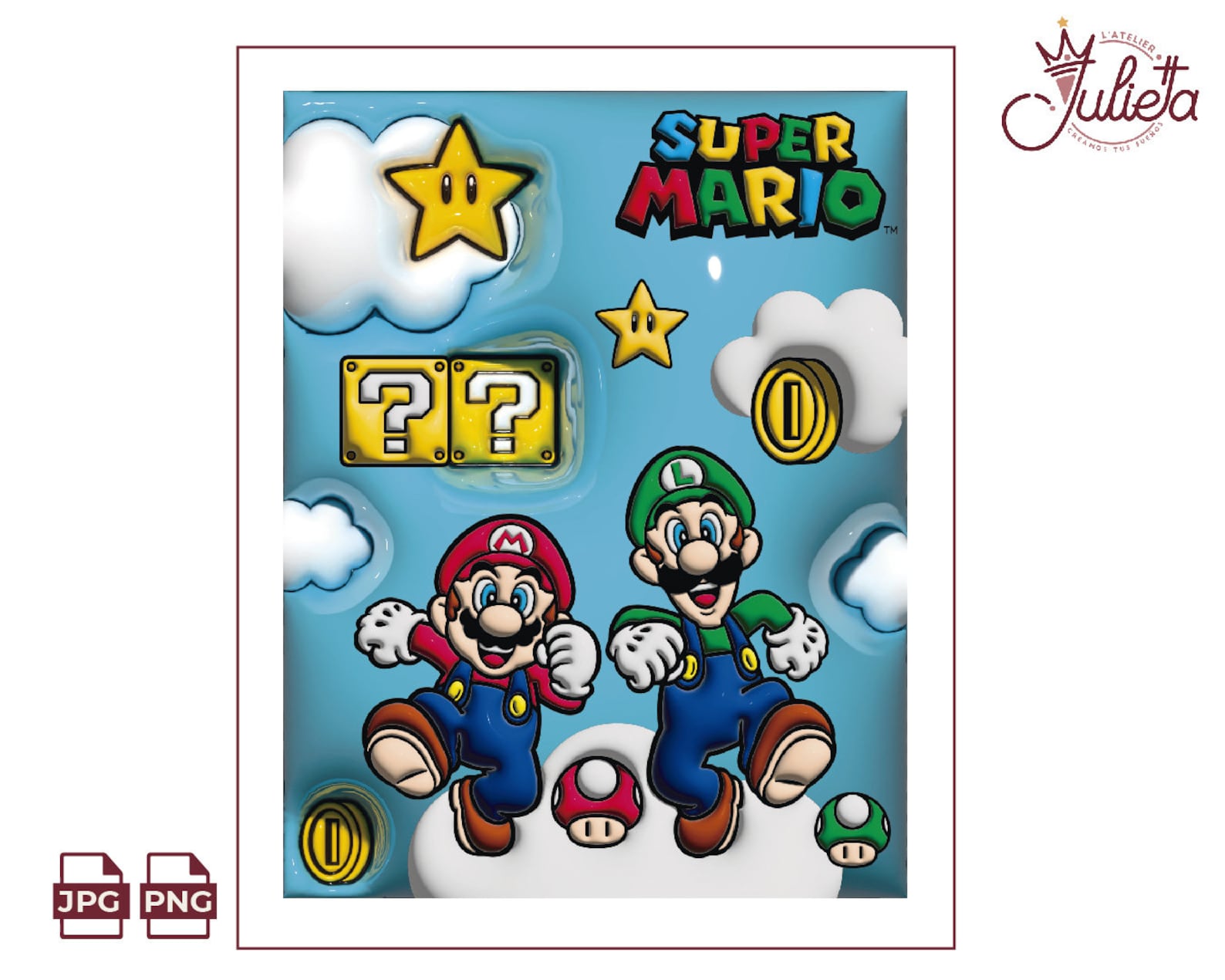 Diseño 3D Inflado, Dibujos Animados, Mario 3D Puff PNG Y JPG Descarga ...