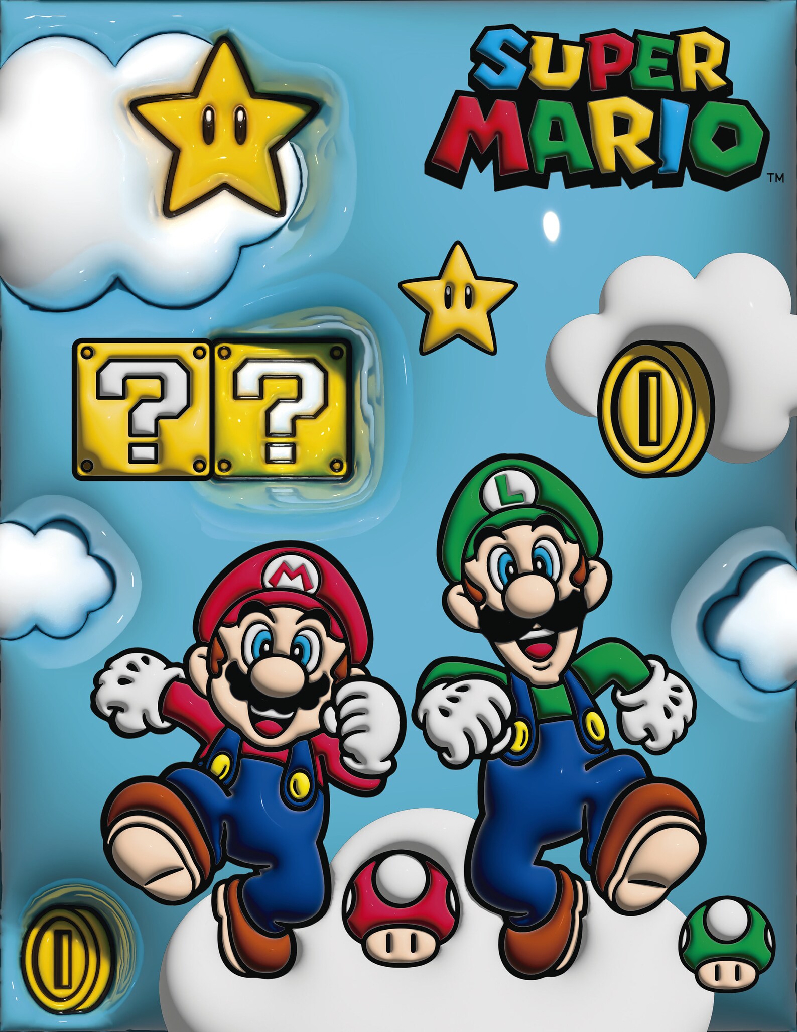 Diseño 3D Inflado, Dibujos Animados, Mario 3D Puff PNG Y JPG Descarga ...
