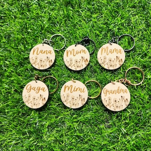 Floral Keychain SVG Bundle | Round Keychain SVG | Mama Keychain Svg | Nana Keychain | Wristlet Keychain Svg | Glowforge Keychain Files Laser