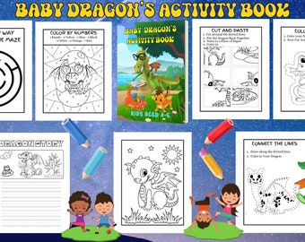 Little Dragon's Aktivitätsbuch - Ausmalen, Labyrinth, Geschichten erzählen, Scherenfähigkeiten, Punkte verbinden, + mehr Aktivitätsbuch für Kinder von 4 -6 Jahren