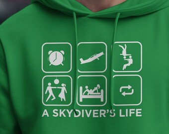 Sweat Shirt Skydiver Capuche Skydiving Parachutisme Skydive Parachute Freefall  Chute Libre Freefly Freeflyer Idée Cadeaux Parachutiste