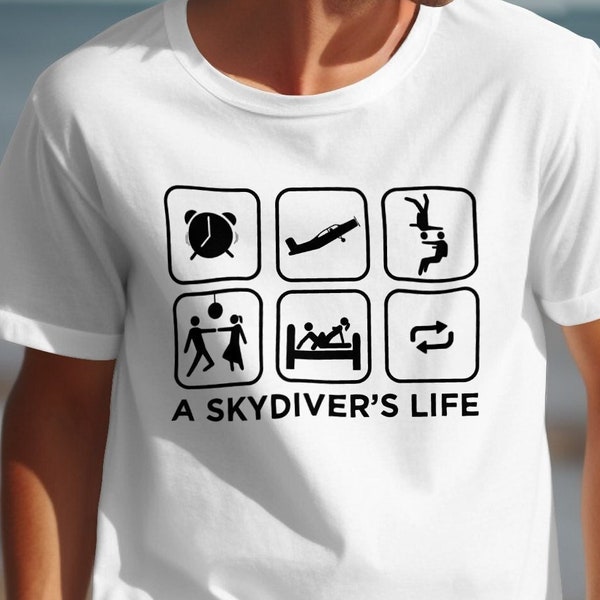 T-shirt Skydiver Tshirt Skydiving Shirt Parachutisme Parachute Skydive Chute Libre Freefly Freeflyer Idée Cadeaux Parachutiste Unisexe