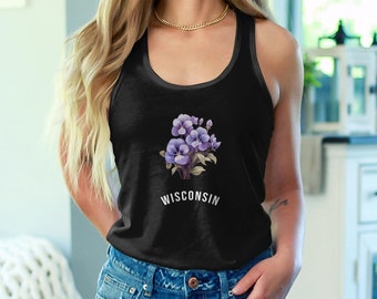 Wisconsin State Flower T-shirt USA United States Sweatshirt Debardeur Tank Top Hood Flower Floral Art Gift Idea American National Rose