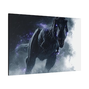 Art mural dinosaure, toile mate, impression T-Rex tendue, décoration murale sombre, cadeau pour les amateurs de dinosaures, décoration de chambre d&#39;enfant