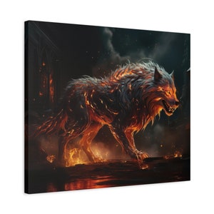 Flame Element Wolf Matte Canvas, Stretched, 1.25&quot;